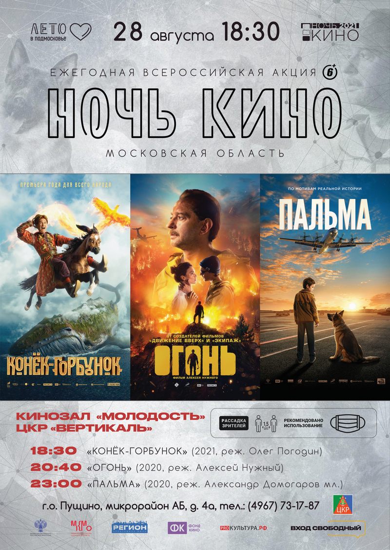 Ночь кино! Бесплатный показ фильмов 28 августа в 18.30 в Кинозале  «Молодость»